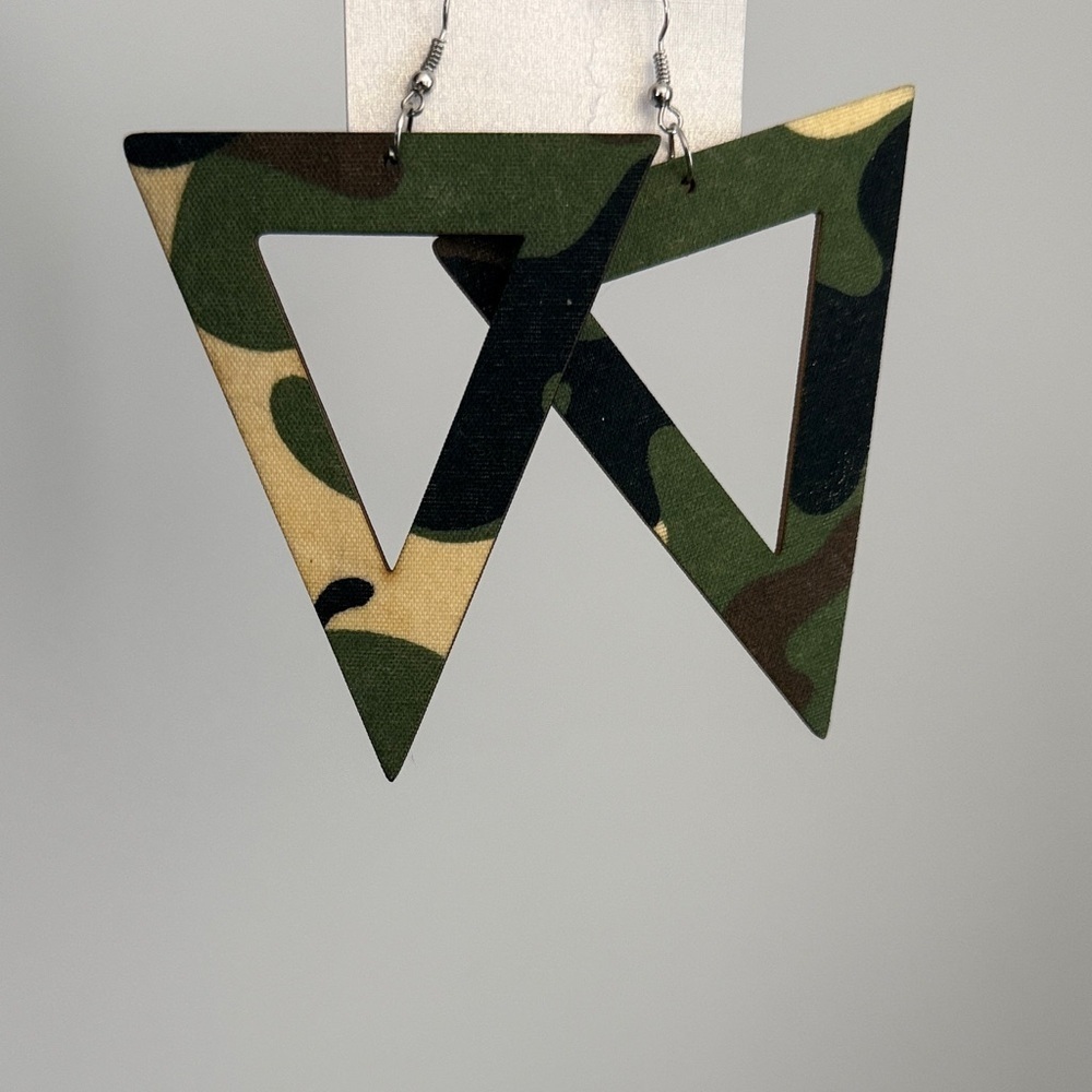 Geometric Camouflage Drop Earrings